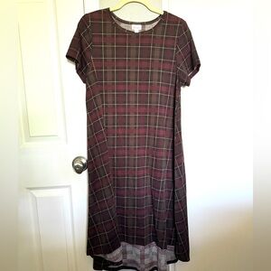 Lularoe Carly Dress Plaid Short Sleeve Size M